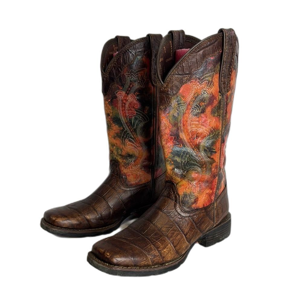 Durango Mustang Women's Faux Exotic Western Pull-on Boot size 7.5 M rodeo cute - Picture 2 of 11